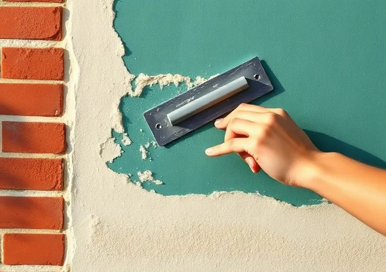 Application d'un enduit décoratif à la lisseuse sur un mur